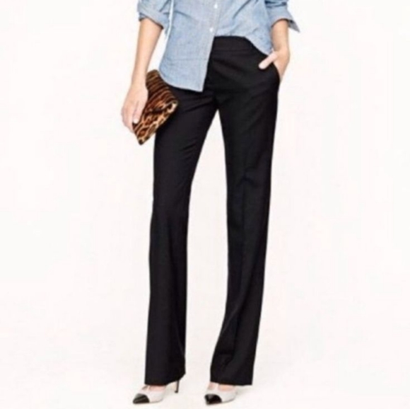J. Crew Pants - J. Crew Black Tonal Striped Wool Straight Leg Pants Sz 6 NWT